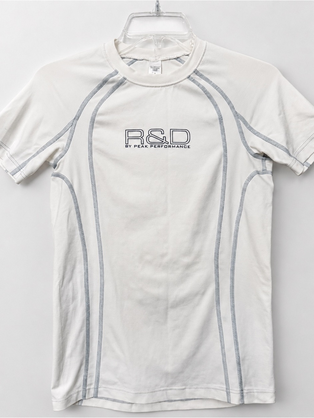 Peak Performance White Women’s Short-Sleeve Performance Top with Gray Stitching